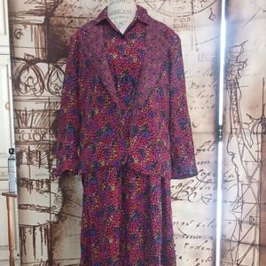 Colorful Floral Blazer and Skirt Set